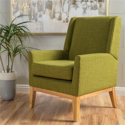 SKRAN Accent Chair for Home, Living Room, Bedroom or Office - Mid-Century Modern Design with Padded Seat, Green