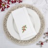 Saro Lifestyle Embroidered Holly Leaf Design Hemstitched Trim Border Cotton Napkin - Set of 6, 20", White - 4 of 4