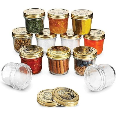 Bormioli Rocco Quattro Stagioni Set of 12 Clear Airtight Mason Jars, Made from Food Safe Durable Glass, Made in Italy