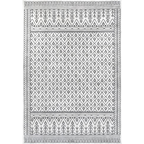 nuLOOM Casandra Machine Washable Moroccan Motif Area Rug - Grey 4' x 6