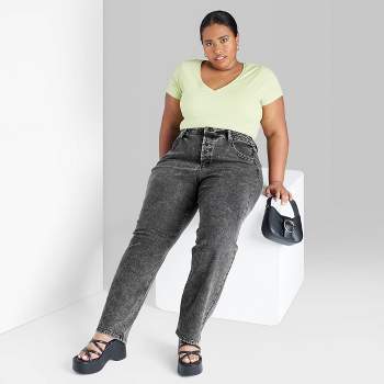 Louis Vuitton black Damier High-Rise Straight-Cut Jeans