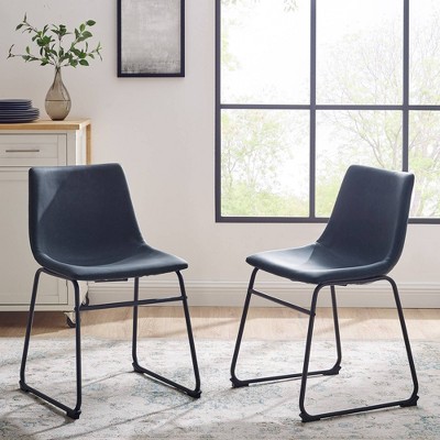 Set of 2 Laslo Modern Upholstered Faux Leather Dining Chairs - Saracina Home