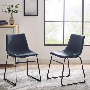 Set of 2 Laslo Modern Upholstered Faux Leather Dining Chairs - Saracina Home - 1 of 4