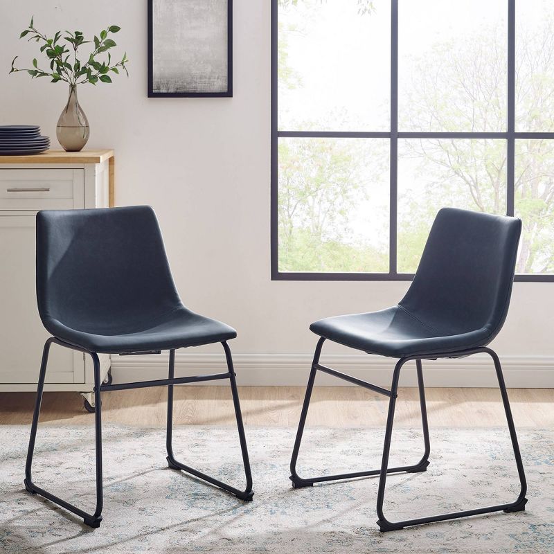 Set of 2 Laslo Modern Upholstered Faux Leather Dining Chairs - Saracina Home, 4 of 14