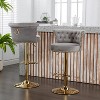 Skran Bar Stools Set of 2 with Tufted Back,Adjustable Seat,Velvet Swivel Counter Height Stools with Nailheads Trim,Upholstered Bar Chairs,Steel Base - 2 of 4