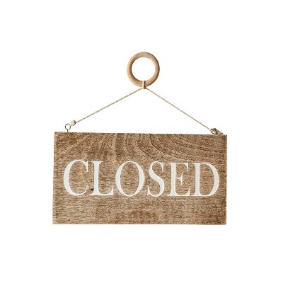 Open or Closed Sign Natural Mango Wood & Metal by Foreside Home & Garden