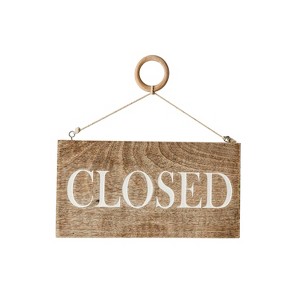 Open or Closed Sign Natural Mango Wood & Metal by Foreside Home & Garden - 1 of 4