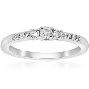 Pompeii3 1/4ct Three Stone Round Diamond Engagement Ring 14K White Gold