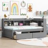 Twin Size L-shaped Bookcases Bed with Power Outlets, USB Charging Ports and Two Drawers - 2 of 4