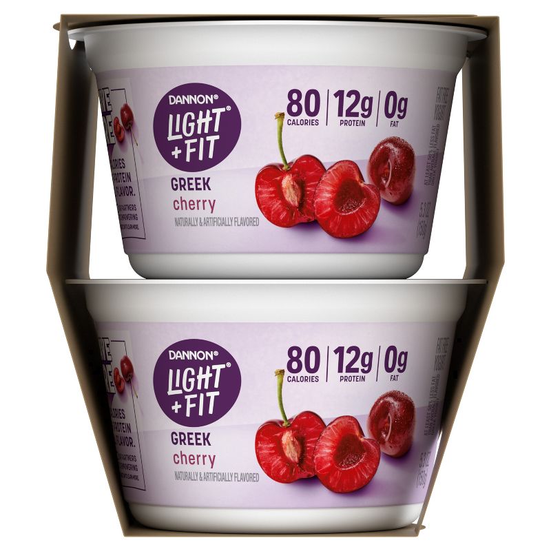 Light + Fit Nonfat Gluten-Free Cherry Greek Yogurt - 4ct/5.3oz Cups, 6 of 9