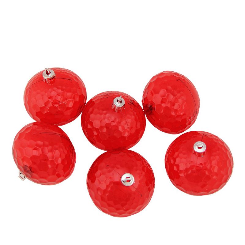 Northlight 6ct Transparent Shatterproof Hammered Christmas Disco Ball Ornament Set 2.5" - Red, 2 of 3