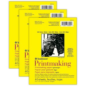 Strathmore 300 Series Printmaking Pad, Glue Binding, 40 Sheet, 5x7 inch, Pack of 3 - 1 of 2