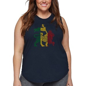 LA Pop Art Women's Word Art Tank Top - Rasta Lion - One Love - 1 of 4