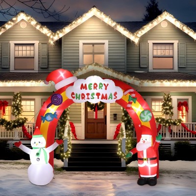 VINGLI 9ft Tall Christmas Santa Archway Inflatable, Decoration with Secure Stakes Storage Bag, Electric Blower Fan for Indoor Outdoor Garden Decor