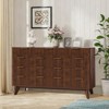 54" Wide 9-Drawer Wooden Dresser – Fluted Wave Pattern, Metal Handles, Modern Curved TV Stand Dresser for Bedroom, Living Room, Entryway,Black Walnut - 3 of 4