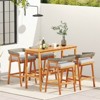 Costway 54" x 22" Acacia Wood Counter Height Table with Slatted Tabletop Footrest Crossbar - 4 of 4