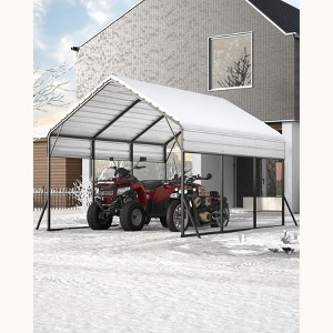 13x16 FT Metal Carport with Steel Roof, Heavy Duty Carport with Reinforced Frame, All-Weather Permanent Shelter for Cars, Boats, Pickups & Tractors - 1 of 4