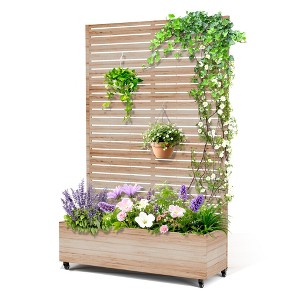 TOAOTBNBO Metal Raised Garden Bed with Trellis and Wheels, Metal Planter Box with Trellis, Garden Box for Climbing Plants, Flower - 1 of 4