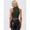 Allegra K Women's Metallic Star Mesh Mock Neck See-Through Tank Top - 3 of 4