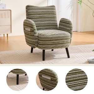 MOONMISS Modern Boucle Accent Chair, Comfortable Upholstered Reading Chair with Side Pocket and Solid Wood Legs - 1 of 4