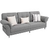 83'' Modern White Sofa 3 Seater Comfy Couch with Sponge Armrest, Iron Frame, Curved Bent Armrest, Magazine Pocket, and Deep Cushion - 3 of 4