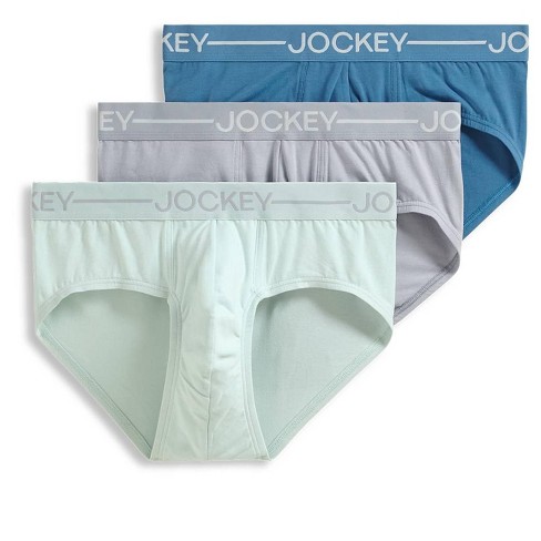 Jockey Men's Organic Cotton Stretch Brief - 3 Pack M Subtle Mint/Grey  Dove/Blue Chambray