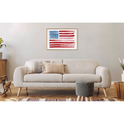 Natural Framed American Flag Canvas Print, 23" x 33"