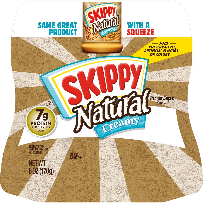 Skippy Natural Creamy Squeeze Pouch - 6oz, 1 of 9