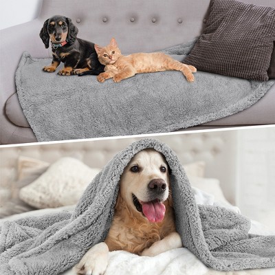 Medium Gray Sherpa Fleece Waterproof Pet Blanket