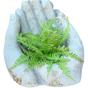 Slickblue Cement Hands Planter, Candle Holder, Modern Decorative Style, White, Small or Large Size - 1 of 2