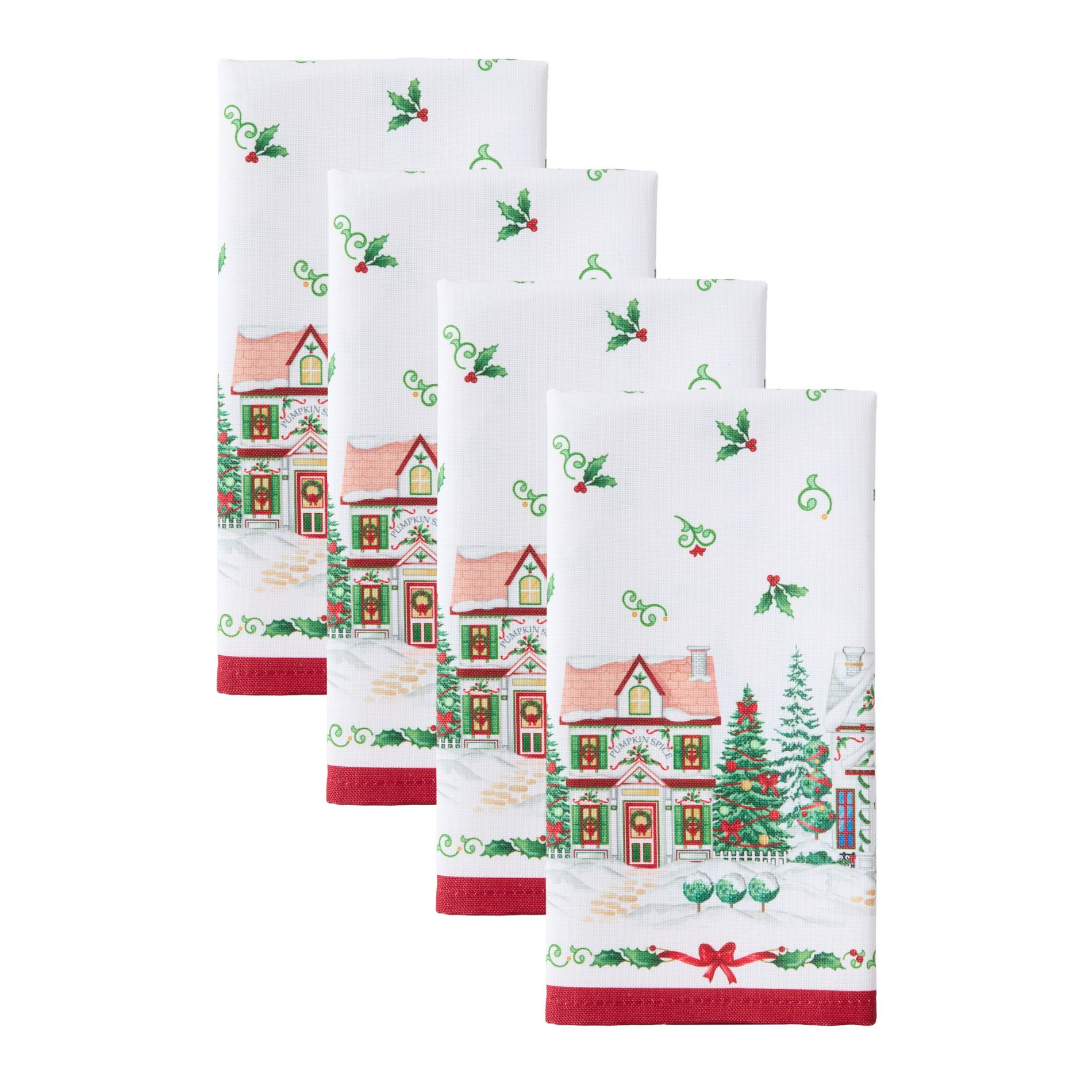 Lenox Spice Village Christmas Napkins, Set of 4, Multicolor - 19"W x 19"L
