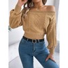 Coolmee Women Off Shoulder Sweaters Long Sleeve Cable Knit Cropped Going Out Fall Tops Blouse - 4 of 4