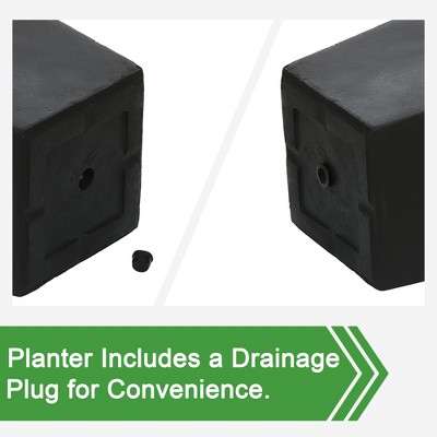 Black Fiberclay 18.5" Tall Tapered Square Planter
