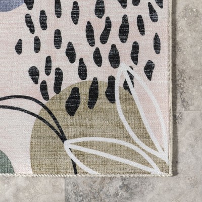 Abstract Multicolor Washable Synthetic Indoor/Outdoor Rug