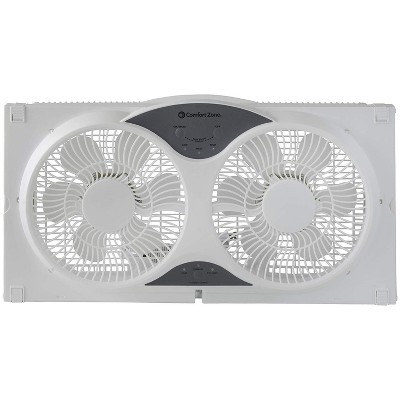 Photo 1 of Comfort Zone CZ310R Adjustable Width 3 Speed Dual Reversible Multi Functional Window Sill Fan with Remote Control and Removable Cover, White