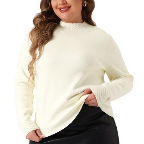 Agnes Orinda Women's Plus Size Crew Neck Long Sleeve Basic Casual Knit Pullover Sweaters - image 1 of 4