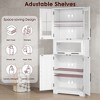 Tall Bathroom Cabinet, Kitchen Pantry Cabinet with Glass Doors and Shelf, Freestanding Storage Cabinet for Living Room, Laundry Room, White - 4 of 4