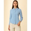 Allegra K Women's Long Sleeve Button Cuff Point Collar Button Down Shirt - 3 of 4