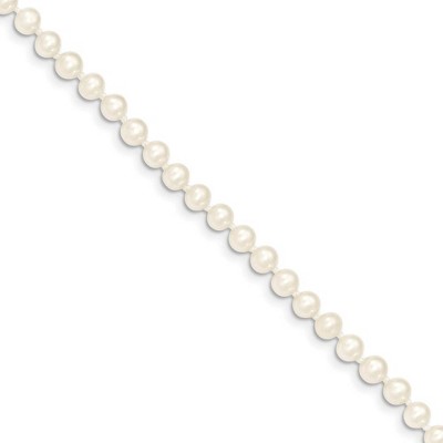 Black Bow Jewelry 4-5mm, White FW Cultured Pearl & 14k Yellow Gold Clasp Necklace