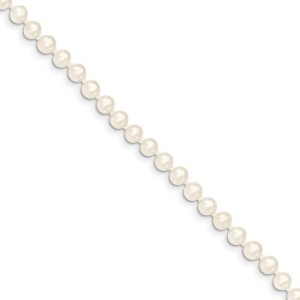 Black Bow Jewelry 4-5mm, White FW Cultured Pearl & 14k Yellow Gold Clasp Necklace - 1 of 4