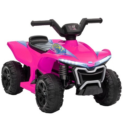Qaba Kids ATV Quad, 6V Ride On Toy with Rechargeable Battery, Light, Music, Forward & Reverse, 4 Wheeler Battery Powered for Boys Girls, Pink