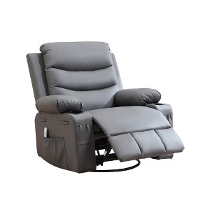 Recliner Chair Nursery, Oversized Manual Reclining Rocking Chair, 360 Swivel Glider with Cup Holder, Massage and Heat Recliner - 1 of 4