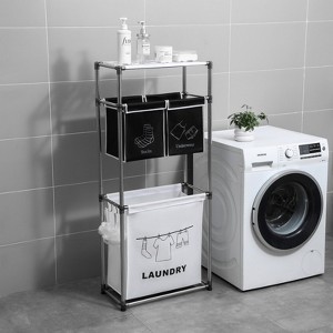ALEXOUN 2 Tier Laundry Sorter, 3 Removable Bags, Space Saving Design, Easy Assembly, 3-Section Sorting for Laundry Room, Bedroom & Families - 1 of 4