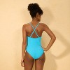 Women's Jacquard Textured Regular Leg Medium Coverage One Piece Swimsuit - Shade & Shore™ Blue - 2 of 4