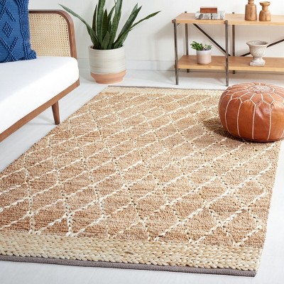 Natural Brown and Ivory Cotton Geometric 5'x8' Area Rug