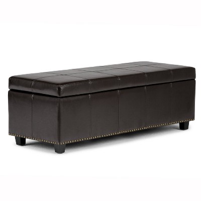 CAVINAS Faux Leather Storage Ottoman Bench,Upholstered Ottoman with Tufted Diamond Detail for Living Room,Bedroom