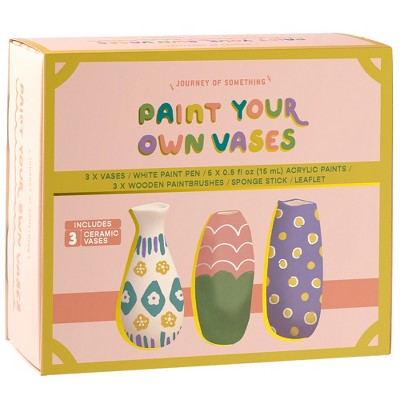 Journey of Something: Paint Your Own Vases - DIY Painting Kit, 3 White Vases