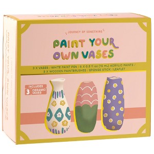 Journey of Something: Paint Your Own Vases - DIY Painting Kit, 3 White Vases - 1 of 4