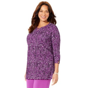 Catherines Women's Plus Size Suprema Crisscross Pullover Tee - 1 of 2
