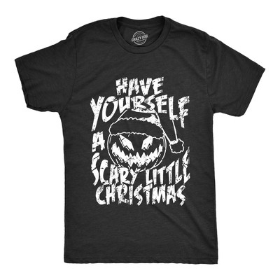 Mens Have Yourself A Scary Little Christmas T Shirt Funny Scary Xmas Pumpkin Tee For Guys - Crazy Dog Men's T Shirt